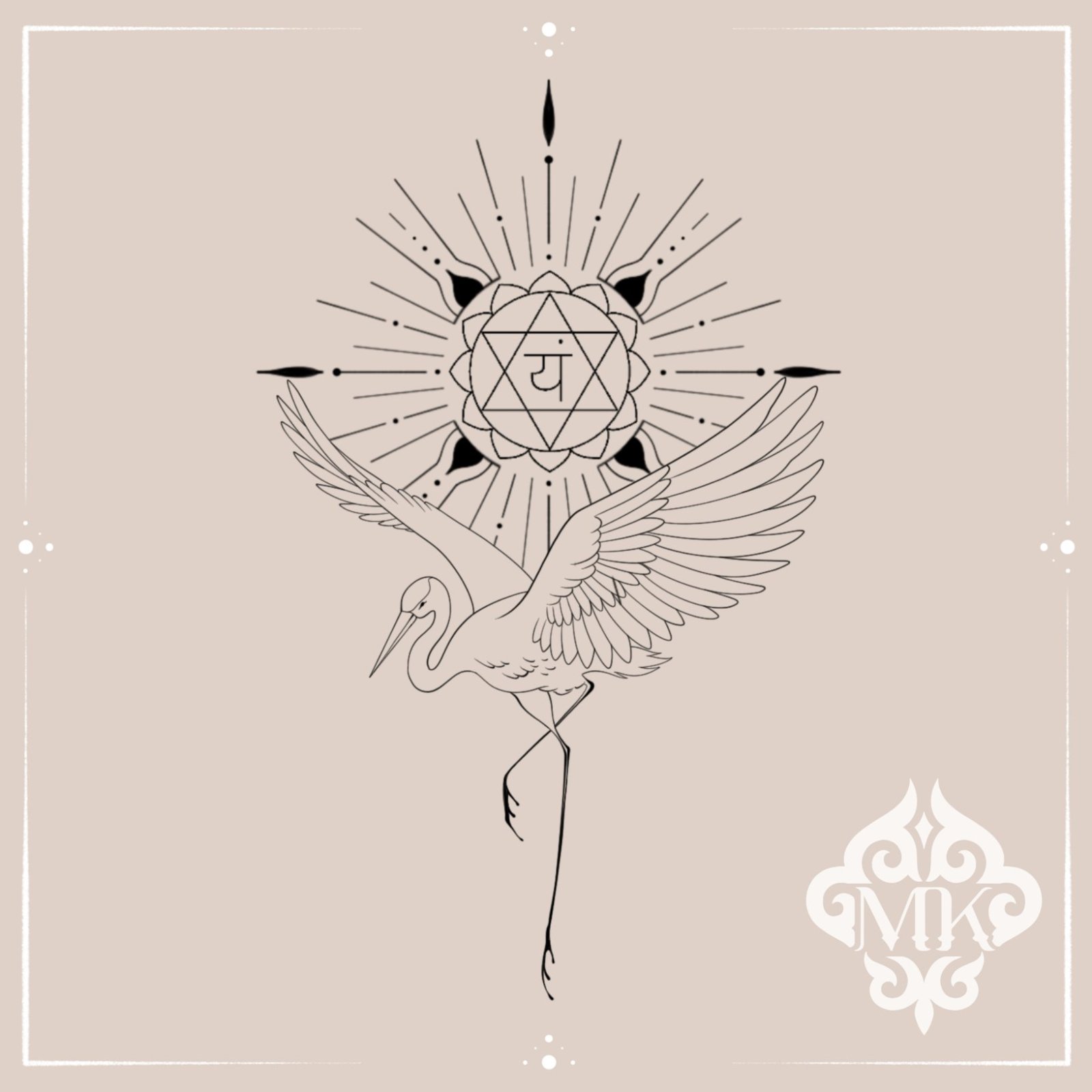 No. 60 "Stork & Heart Chakra Sun"
